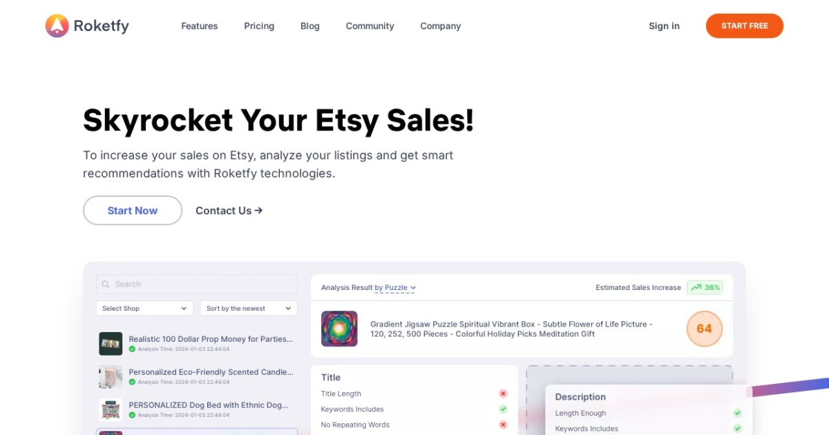 Roketfy website preview