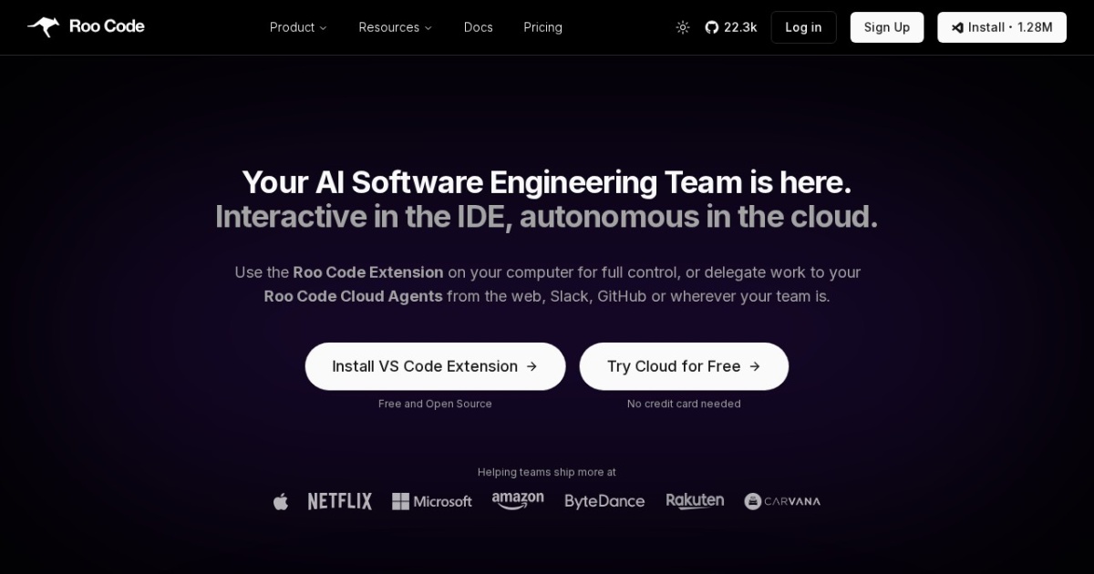 Roo Code website preview