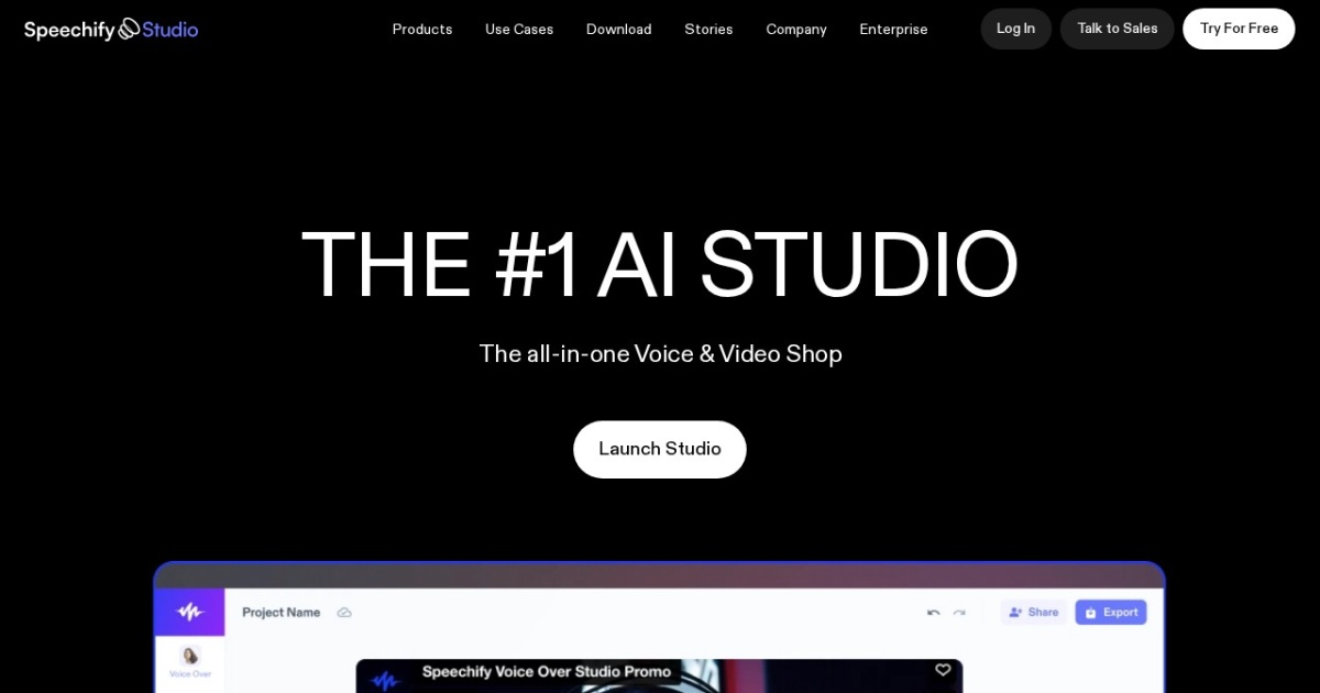 Speechify Studio website preview