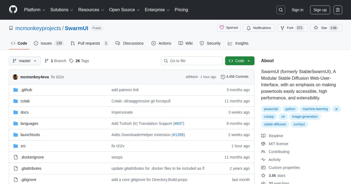 SwarmUI website preview
