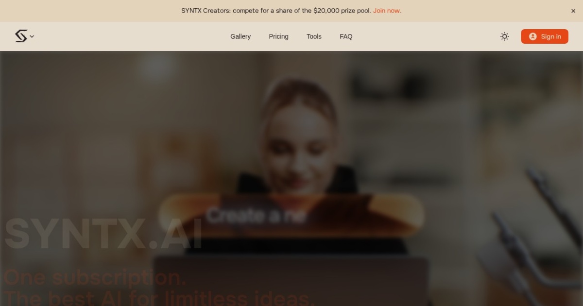 Syntx AI Bot website preview