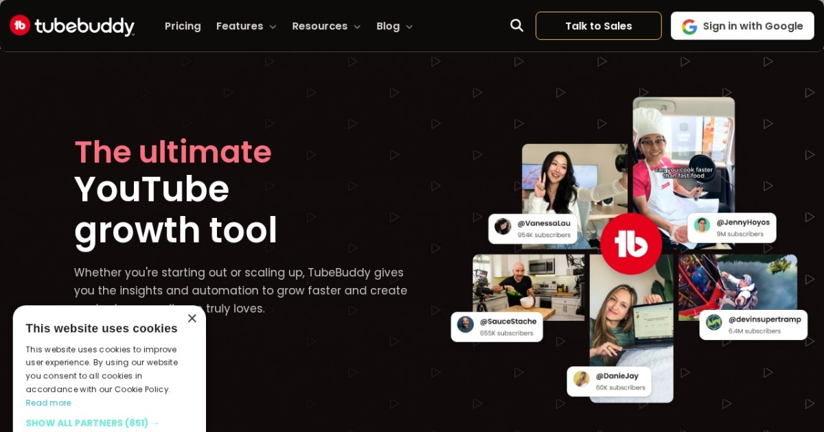 TubeBuddy website preview