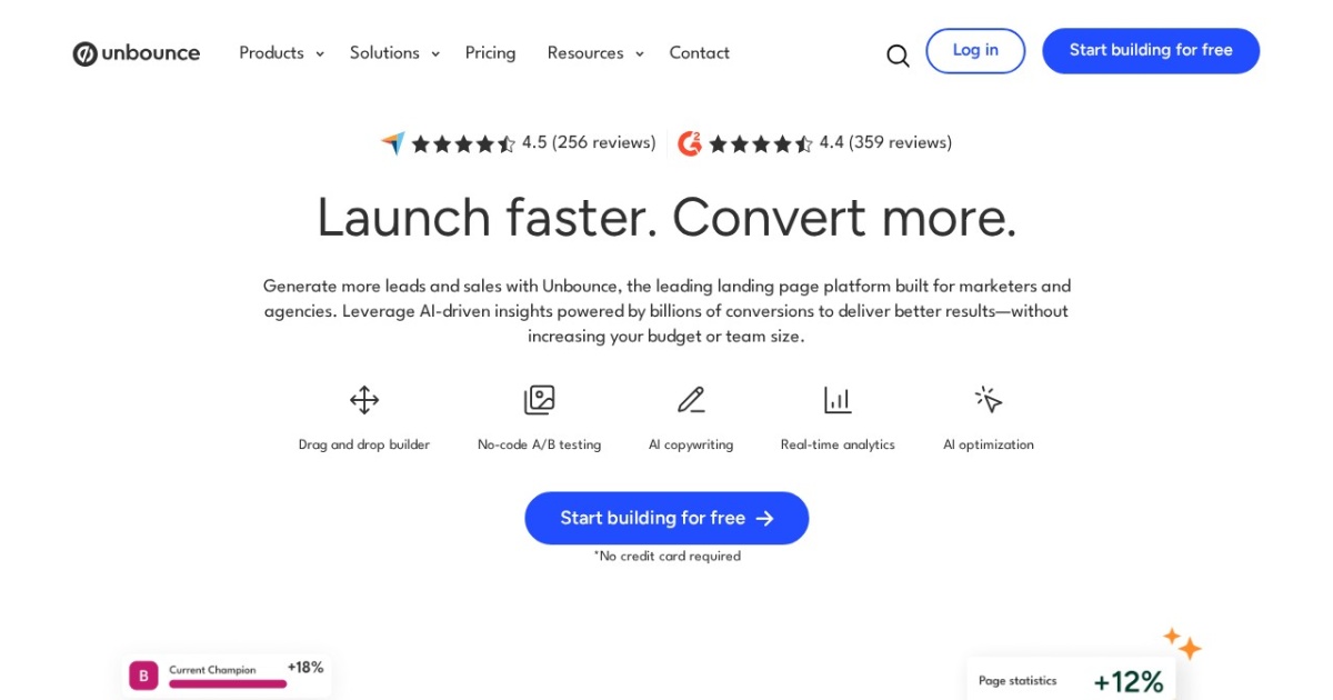 Unbounce website preview