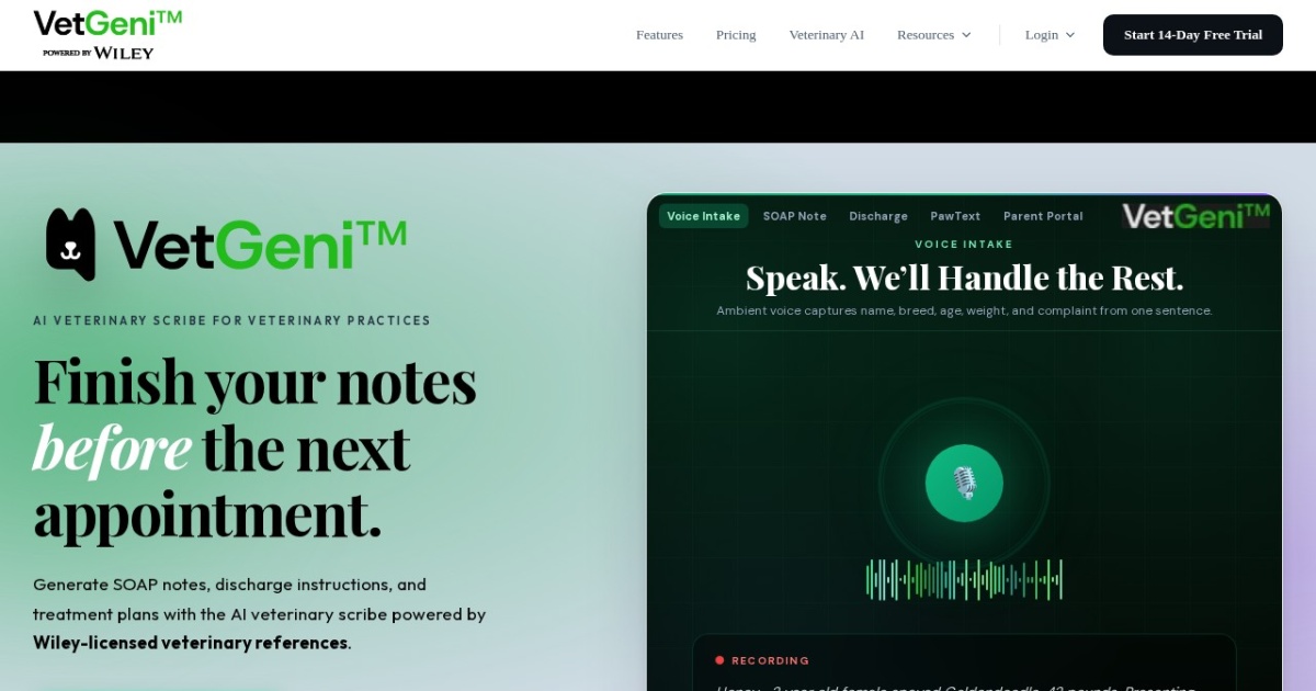 VetGeni website preview
