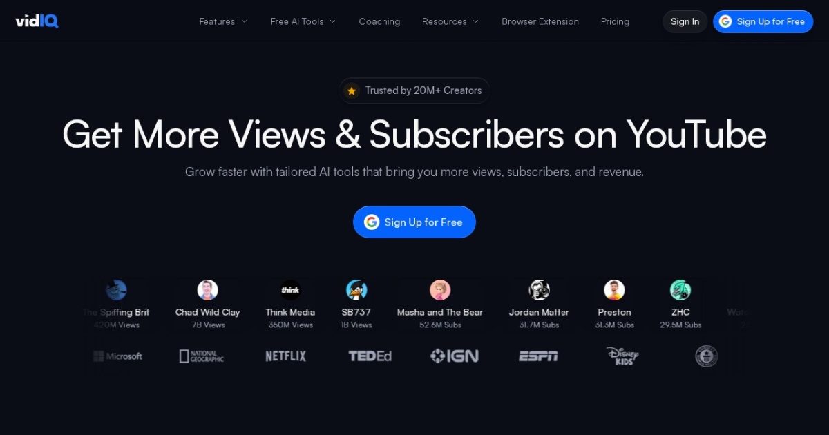 vidIQ website preview