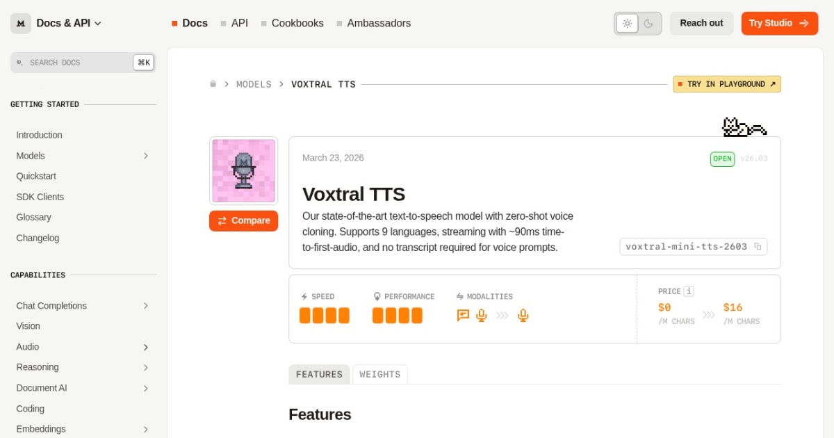Voxtral TTS website preview