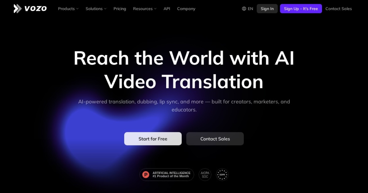 Vozo AI website preview