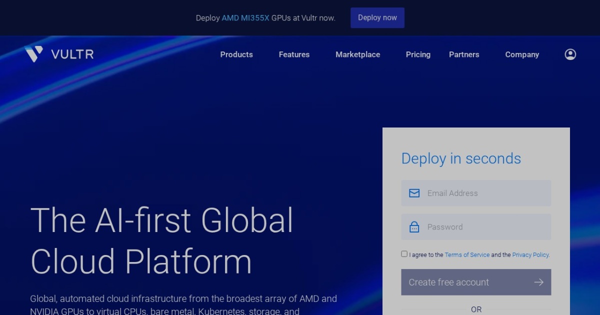 Vultr website preview